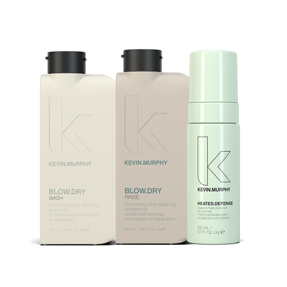 Blow dry wash + blowdry rinse + heat defense